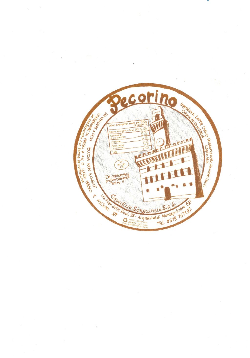 Formaggio pecorino semi stagionato di Montepulciano - caseificio Sanguineto - immagine 2