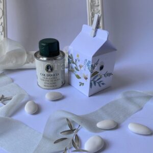 olio extra vergine di oliva con scatolina di confetti