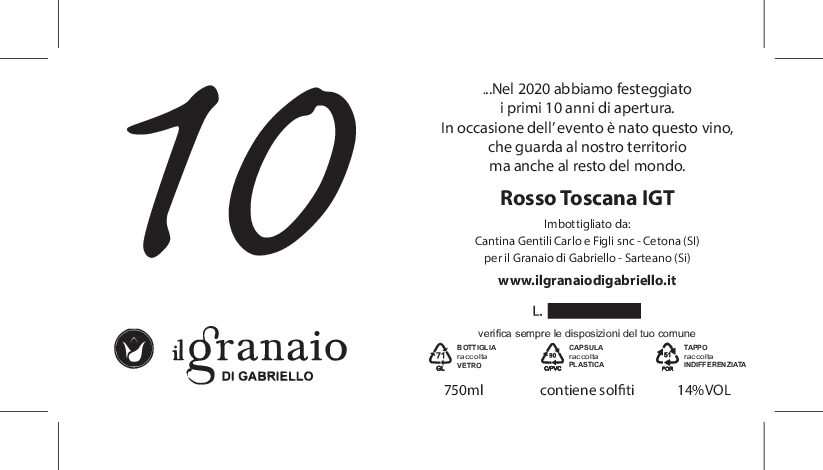 Vino rosso "10" Toscana IGT- cartone da 6 bottiglie - immagine 2